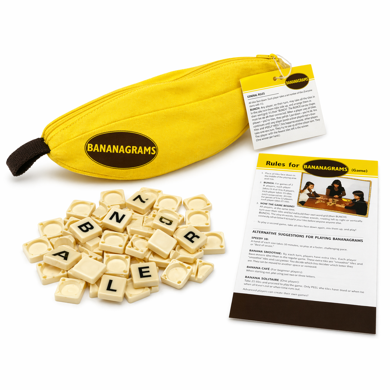 Party Games Night - Banana-Shaped Word Tile Game with Portable