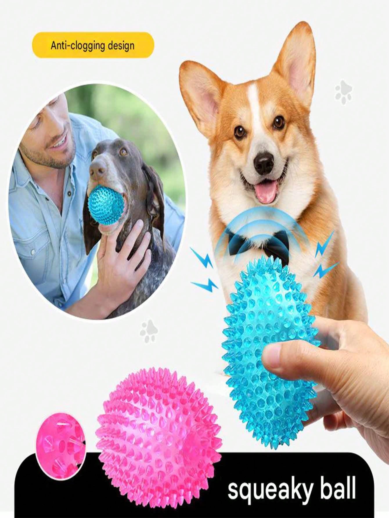 Spike Ball Game - 4.5-Inch Spiked Squeaky Dog Toy Ball,