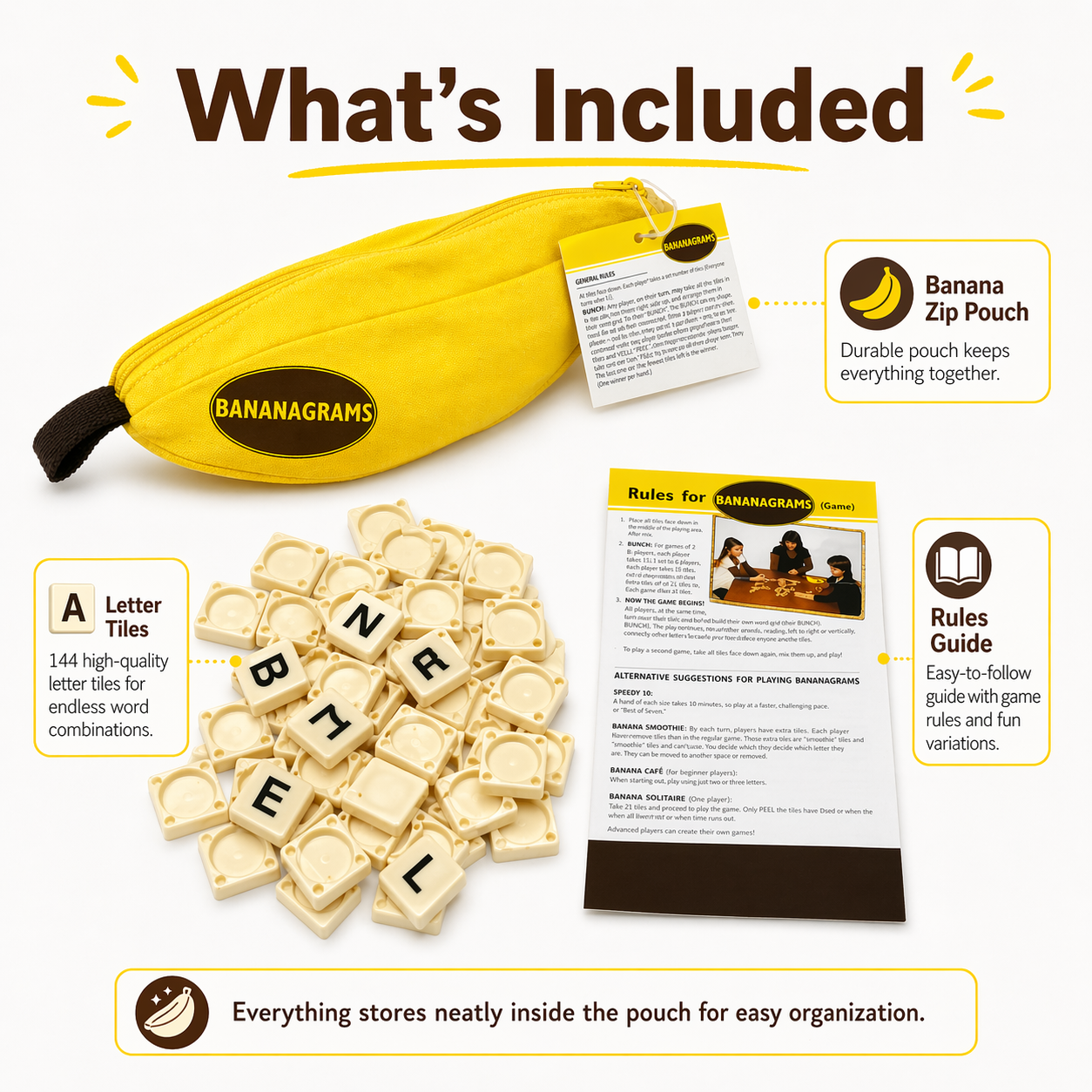 Banana-Shaped Word Tile Game w - Party Games Night incelemesi ve fiyatı