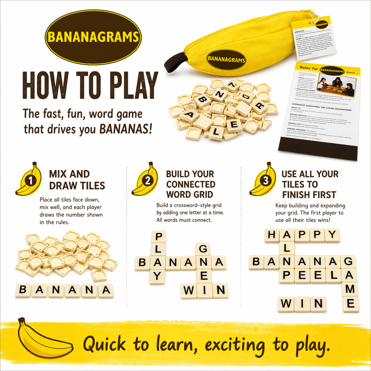 Banana-Shaped Word Tile Game w - Party Games Night incelemesi ve fiyatı