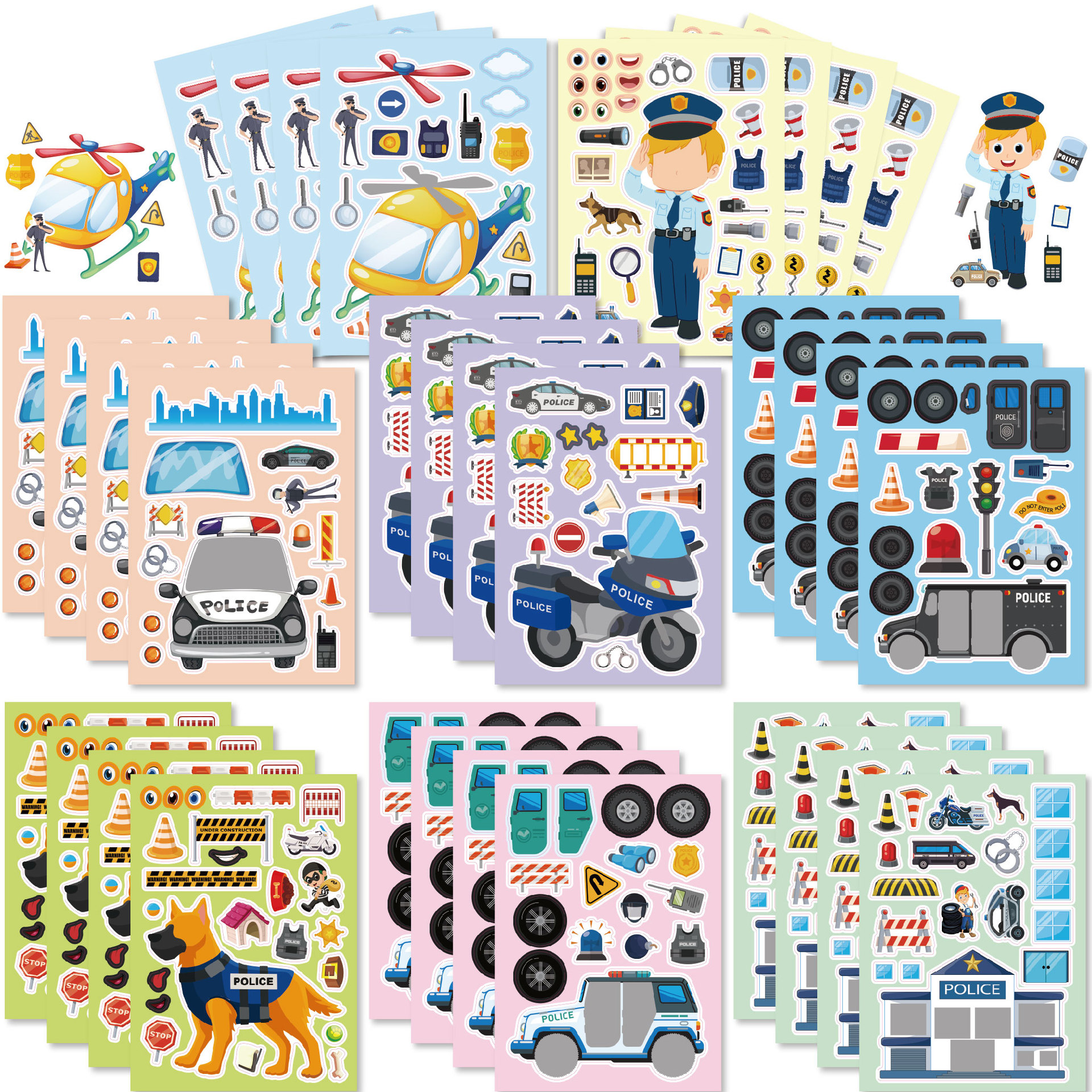 16Sheets Cartoon Vocation Poli - Party Games Baby Shower incelemesi ve fiyatı
