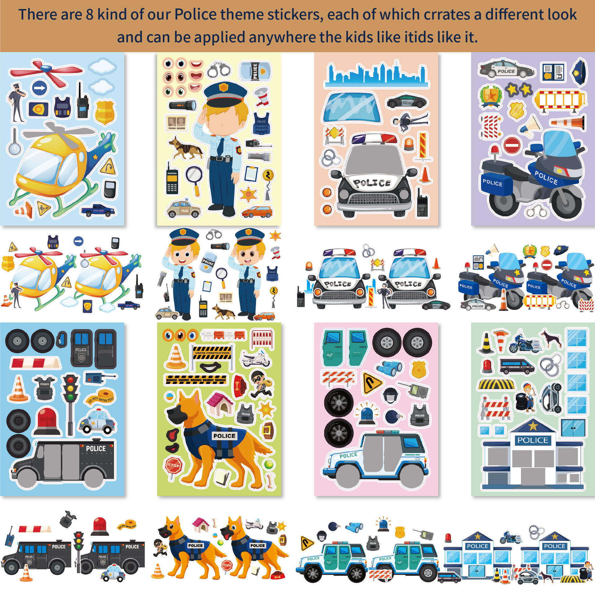 16Sheets Cartoon Vocation Poli - Party Games Baby Shower incelemesi ve fiyatı